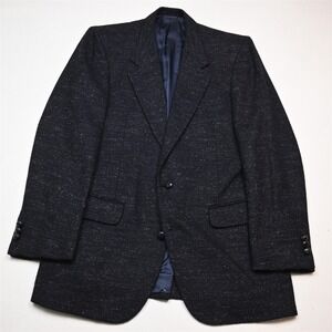Carelli 40R Navy Blue Fleck Wool Tweed Mens Blazer Suit Jacket Sport Coat